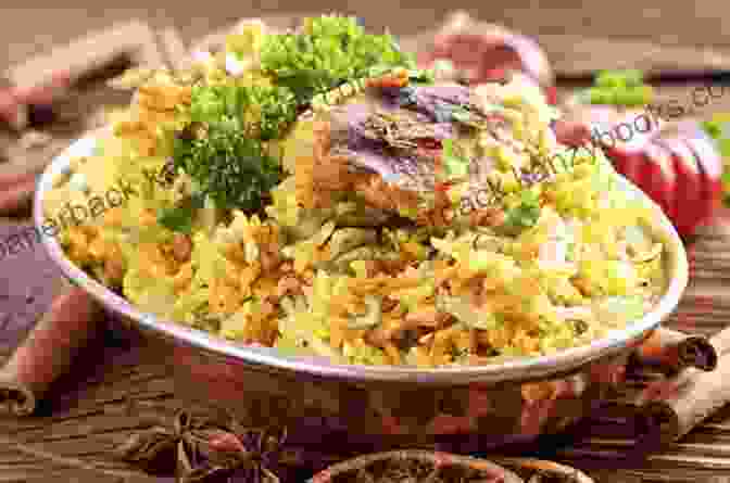 A Steaming Bowl Of Kabsa With Vegetables, Featuring Fluffy Rice, Aromatic Spices, And A Medley Of Colorful Vegetables. Vegetarian Dishes From The Middle East