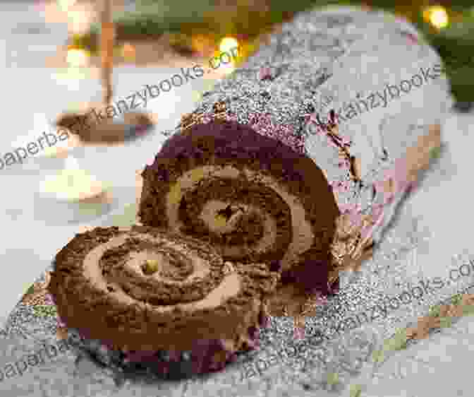 A Vegan Chocolate Yule Log With A Chocolate Ganache Filling. Vegan Christmas Cookbook: 300+ Delicious Affordable And Easy To Make Vegan Recipes To Enjoy The Christmas Season With Your Loved Ones (Plant Based)